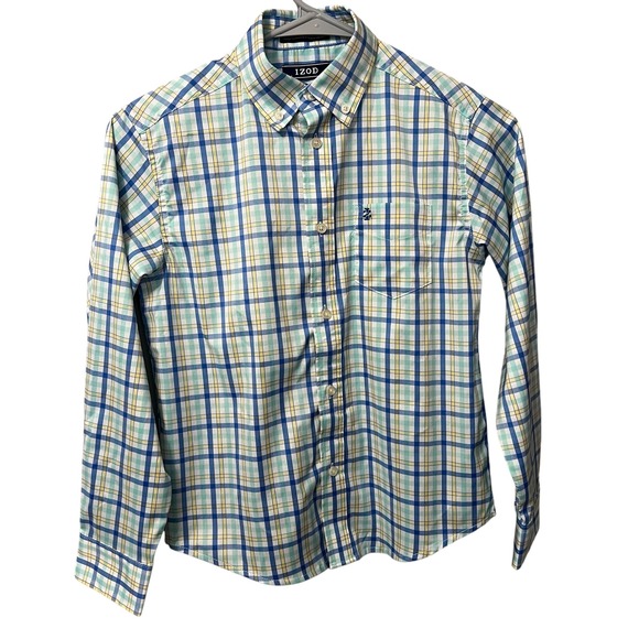 Izod Other - IZOD Boys Stretch Plaid Button Down Long Sleeve Shirt Preppy Size Medium 10/12